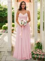 A-Line/Princess Chiffon Ruffles V-neck Sleeveless Floor-Length Bridesmaid Dresses