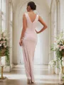 Sheath/Column Ruched Scoop Sleeveless Ankle-Length Bridesmaid Dresses