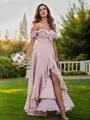 A-Line/Princess Chiffon Ruffles Off-The-Shoulder Sleeveless Asymmetrical Bridesmaid Dresses
