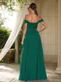 A-Line/Princess Chiffon Ruched Off-The-Shoulder Sleeveless Floor-Length Bridesmaid Dresses