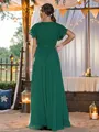 A-Line/Princess Chiffon Ruffles Scoop Short Sleeves Floor-Length Bridesmaid Dresses