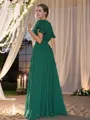 A-Line/Princess Chiffon Ruffles Scoop Short Sleeves Floor-Length Bridesmaid Dresses
