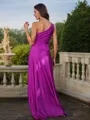 A-Line/Princess Jersey Ruched One-Shoulder Sleeveless Floor-Length Bridesmaid Dresses