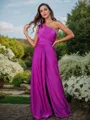 A-Line/Princess Jersey Ruched One-Shoulder Sleeveless Floor-Length Bridesmaid Dresses