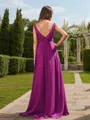A-Line/Princess Chiffon Ruched V-neck Sleeveless Sweep Train Bridesmaid Dresses