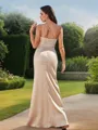 Sheath/Column Charmeuse Ruched One-Shoulder Sleeveless Floor-Length Bridesmaid Dresses