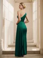 Sheath/Column Silk Like Satin Ruched One-Shoulder Sleeveless Floor-Length Bridesmaid Dresses