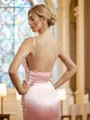 Sheath/Column Silk like Satin Ruched Spaghetti Straps Sleeveless Floor-Length Bridesmaid Dresses