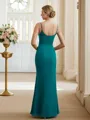 Sheath/Column Chiffon Ruched V-neck Sleeveless Floor-Length Bridesmaid Dresses