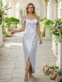 Sheath/Column Silk like Satin Ruched Off-the-Shoulder Sleeveless Ankle-Length Bridesmaid Dresses
