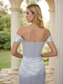 Sheath/Column Silk like Satin Ruched Off-the-Shoulder Sleeveless Ankle-Length Bridesmaid Dresses