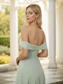 A-Line/Princess Chiffon Ruched Off-the-Shoulder Sleeveless Floor-Length Bridesmaid Dresses