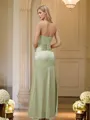 Sheath/Column Silk like Satin Ruched Sweetheart Sleeveless Floor-Length Bridesmaid Dresses