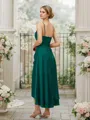 A-Line/Princess Satin Chiffon Ruched V-neck Sleeveless Asymmetrical Bridesmaid Dresses