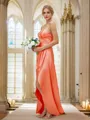A-Line/Princess Silk Like Satin Ruched V-neck Sleeveless Asymmetrical Bridesmaid Dresses