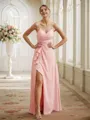 A-Line/Princess Chiffon Ruched V-neck Sleeveless Floor-Length Bridesmaid Dresses