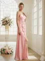 A-Line/Princess Chiffon Ruched V-neck Sleeveless Floor-Length Bridesmaid Dresses