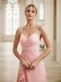 A-Line/Princess Chiffon Ruched V-neck Sleeveless Floor-Length Bridesmaid Dresses