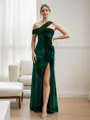 Sheath/Column Velvet Ruched Sleeveless Floor-Length Bridesmaid Dresses