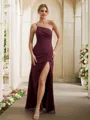Sheath/Column Chiffon Ruched One-Shoulder Sleeveless Floor-Length Bridesmaid Dresses