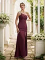 Sheath/Column Chiffon Ruched One-Shoulder Sleeveless Floor-Length Bridesmaid Dresses