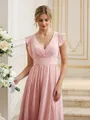 A-Line/Princess Chiffon Ruched V-neck Sleeveless Floor-Length Bridesmaid Dresses