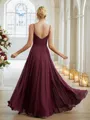 A-Line/Princess Chiffon Ruched V-neck Sleeveless Floor-Length Bridesmaid Dresses
