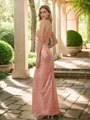 Sheath/Column Sequins Ruched One-Shoulder Sleeveless Floor-Length Bridesmaid Dresses
