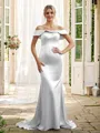 Sheath/Column Silk Like Satin Spaghetti Straps Sleeveless Sweep Train Bridesmaid Dresses