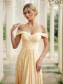 A-Line/Princess Jersey Ruched Off-the-Shoulder Sleeveless Court Train Bridesmaid Dresses