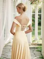 A-Line/Princess Jersey Ruched Off-the-Shoulder Sleeveless Court Train Bridesmaid Dresses