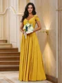 A-Line/Princess Chiffon Ruched V-neck Sleeveless Floor-Length Bridesmaid Dresses