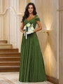 A-Line/Princess Chiffon Ruched V-neck Sleeveless Floor-Length Bridesmaid Dresses