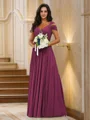 A-Line/Princess Chiffon Ruched V-neck Sleeveless Floor-Length Bridesmaid Dresses