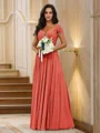 A-Line/Princess Chiffon Ruched V-neck Sleeveless Floor-Length Bridesmaid Dresses