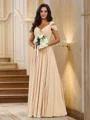 A-Line/Princess Chiffon Ruched V-neck Sleeveless Floor-Length Bridesmaid Dresses