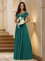 A-Line/Princess Chiffon Ruched V-neck Sleeveless Floor-Length Bridesmaid Dresses