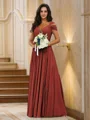 A-Line/Princess Chiffon Ruched V-neck Sleeveless Floor-Length Bridesmaid Dresses