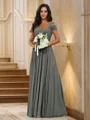 A-Line/Princess Chiffon Ruched V-neck Sleeveless Floor-Length Bridesmaid Dresses