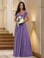 A-Line/Princess Chiffon Ruched V-neck Sleeveless Floor-Length Bridesmaid Dresses