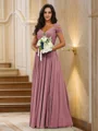A-Line/Princess Chiffon Ruched V-neck Sleeveless Floor-Length Bridesmaid Dresses