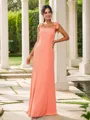 Sheath/Column Chiffon Bowknot Square Sleeveless Floor-Length Bridesmaid Dresses