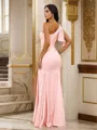 Sheath/Column Charmeuse Bowknot One-Shoulder Sleeveless Floor-Length Bridesmaid Dresses
