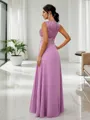 A-Line/Princess Chiffon Applique V-neck Sleeveless Floor-Length Bridesmaid Dresses