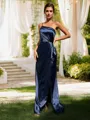Sheath/Column Silk Like Satin Ruffles One-Shoulder Sleeveless Floor-Length Bridesmaid Dresses