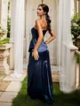 Sheath/Column Silk Like Satin Ruffles One-Shoulder Sleeveless Floor-Length Bridesmaid Dresses