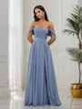 A-Line/Princess Chiffon Ruched Off-the-Shoulder Sleeveless Floor-Length Bridesmaid Dresses