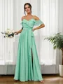 A-Line/Princess Chiffon Ruffles Straps Sleeveless Floor-Length Bridesmaid Dresses