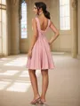 A-Line/Princess Chiffon Ruched V-neck Sleeveless Short/Mini Bridesmaid Dresses