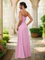 A-Line/Princess Chiffon Ruched V-neck Sleeveless Floor-Length Bridesmaid Dresses
